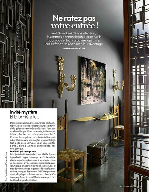 A photograph of the CE01 180 Twist Shelf by Carol Egan featured in November 2016 of Elle Décor France.