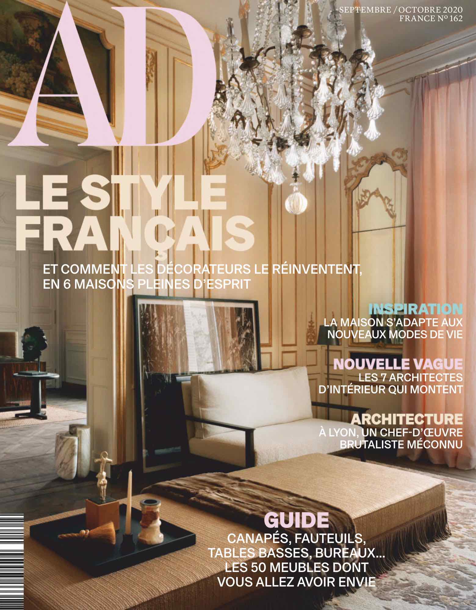 An image of the cover of October 2020 of AD France featuring Carol Egans furniture.