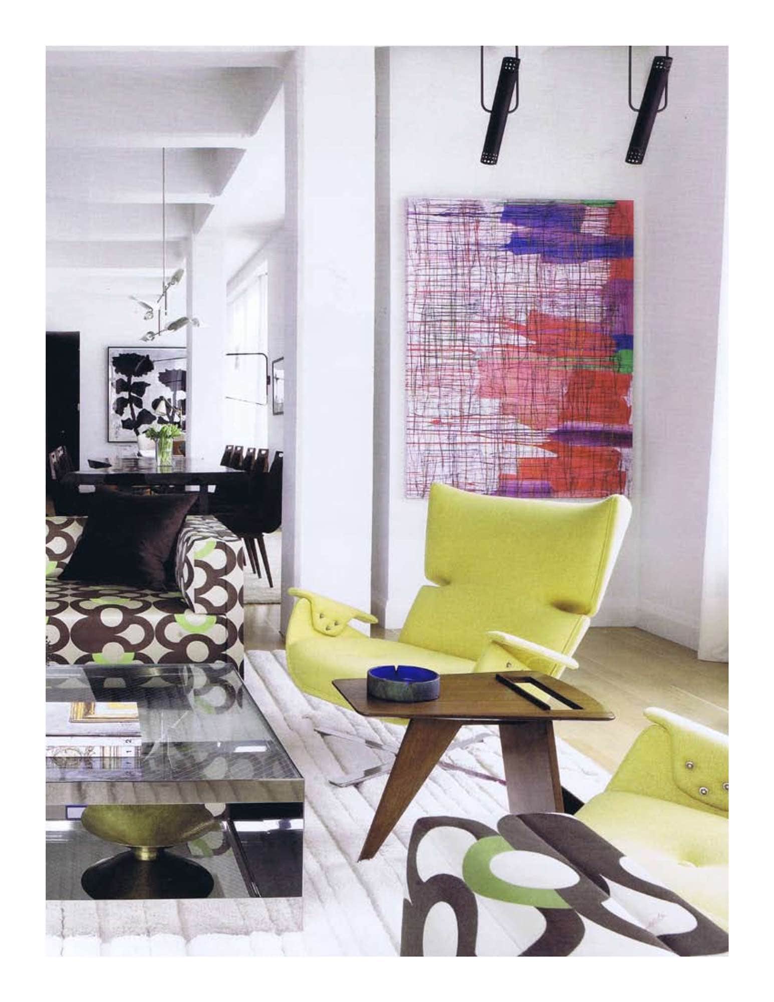Shown in the image is a Paulistana lounge armchair by Jorge Zalszupin and abstract artwork by Ghada Armer.  Interior designed by Carol Egan.