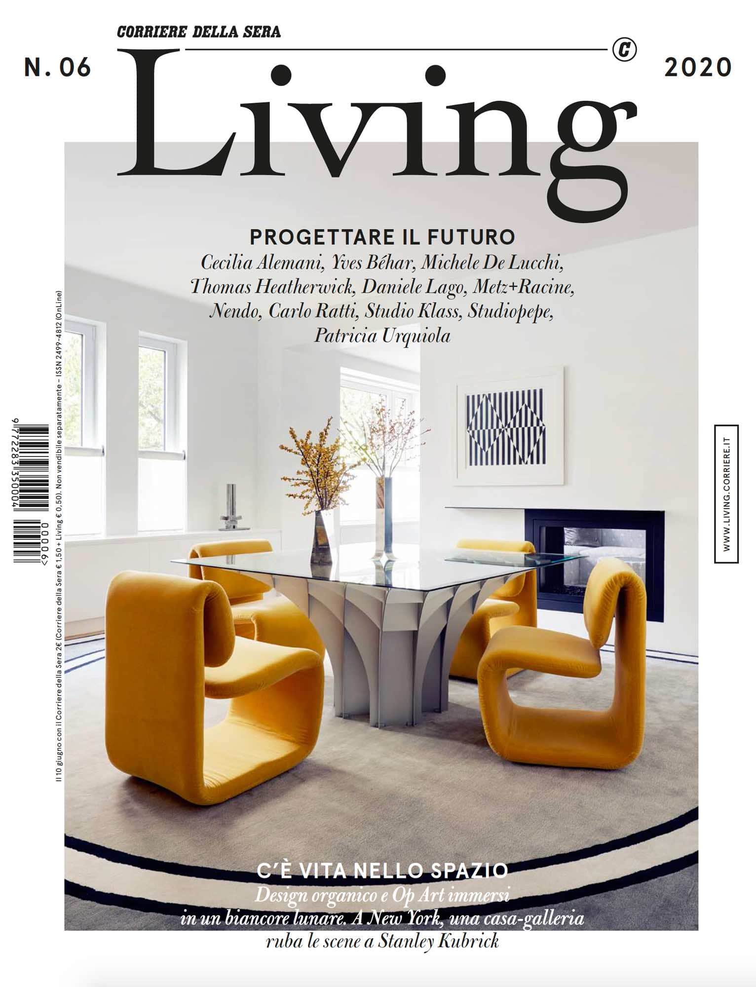 An image of the cover of September 2020 of Corriere Della Sera featuring interior design by Carol Egan Interiors.